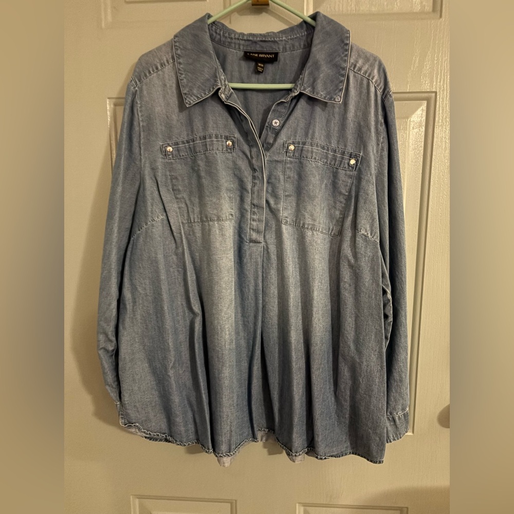 Lane Bryant Denim Chambray Long Sleeve Tunic Top – Size 18/20